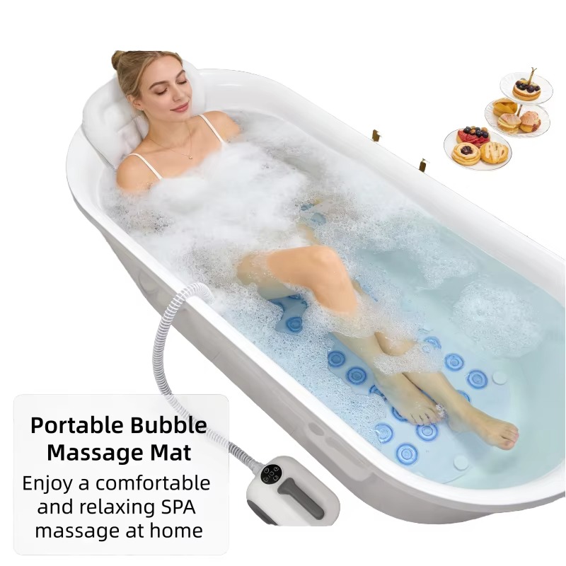 Bathtub Pillow Inflatable - 휴대용 욕조 버블 마사지 패드 플러그형