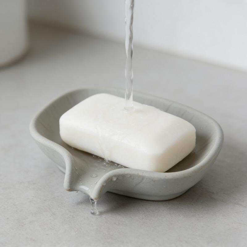Glass Soap Dish - 미니멀리스트 직사각형 배수구 비누 받침대, 모던