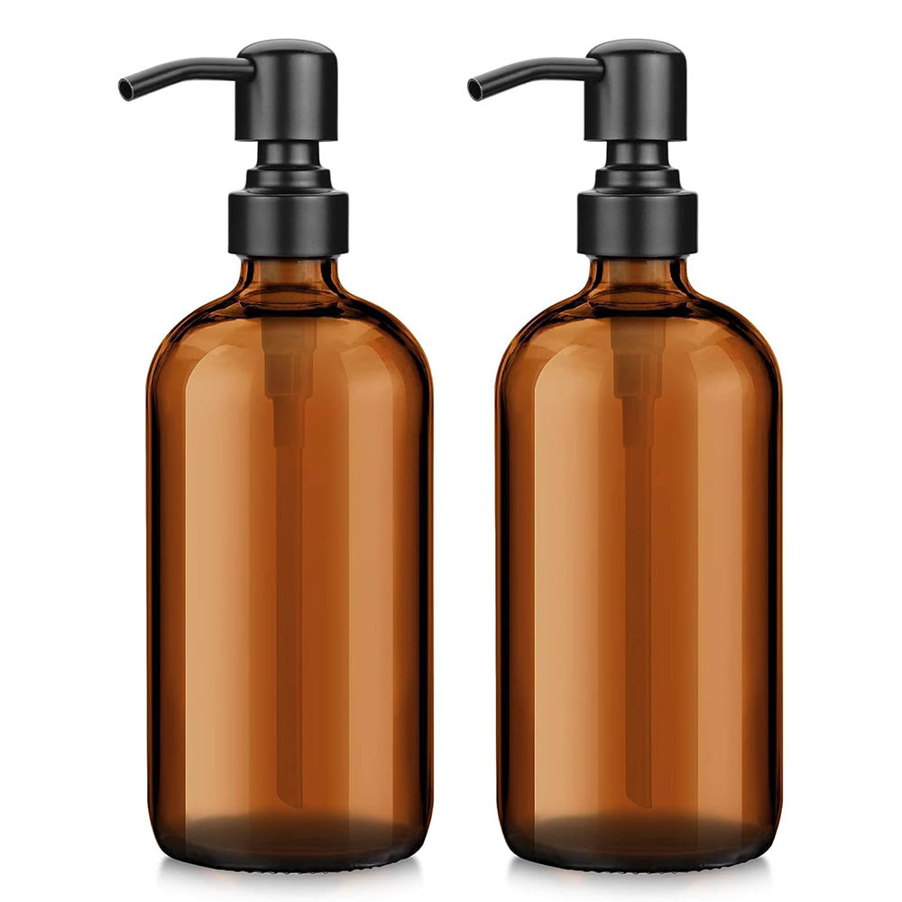 앰버 유리 비누 디스펜서(블랙 펌프 포함), 욕실용 액 - Glass Soap Dish 리뷰 및 가격