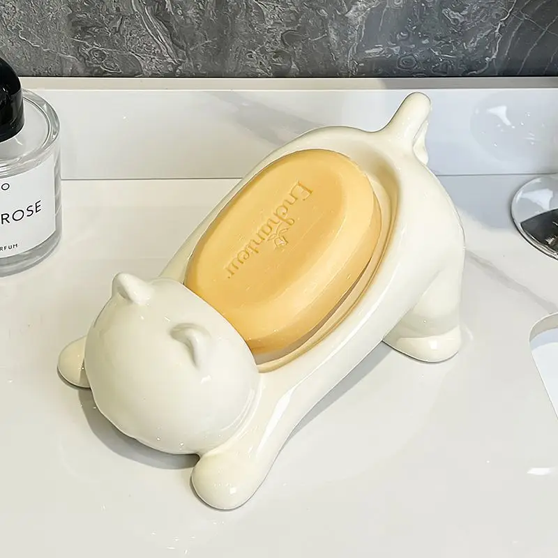 귀여운 고양이 모양 배수 비누 홀더 용기, 부드러운 플 - Glass Soap Dish 리뷰 및 가격
