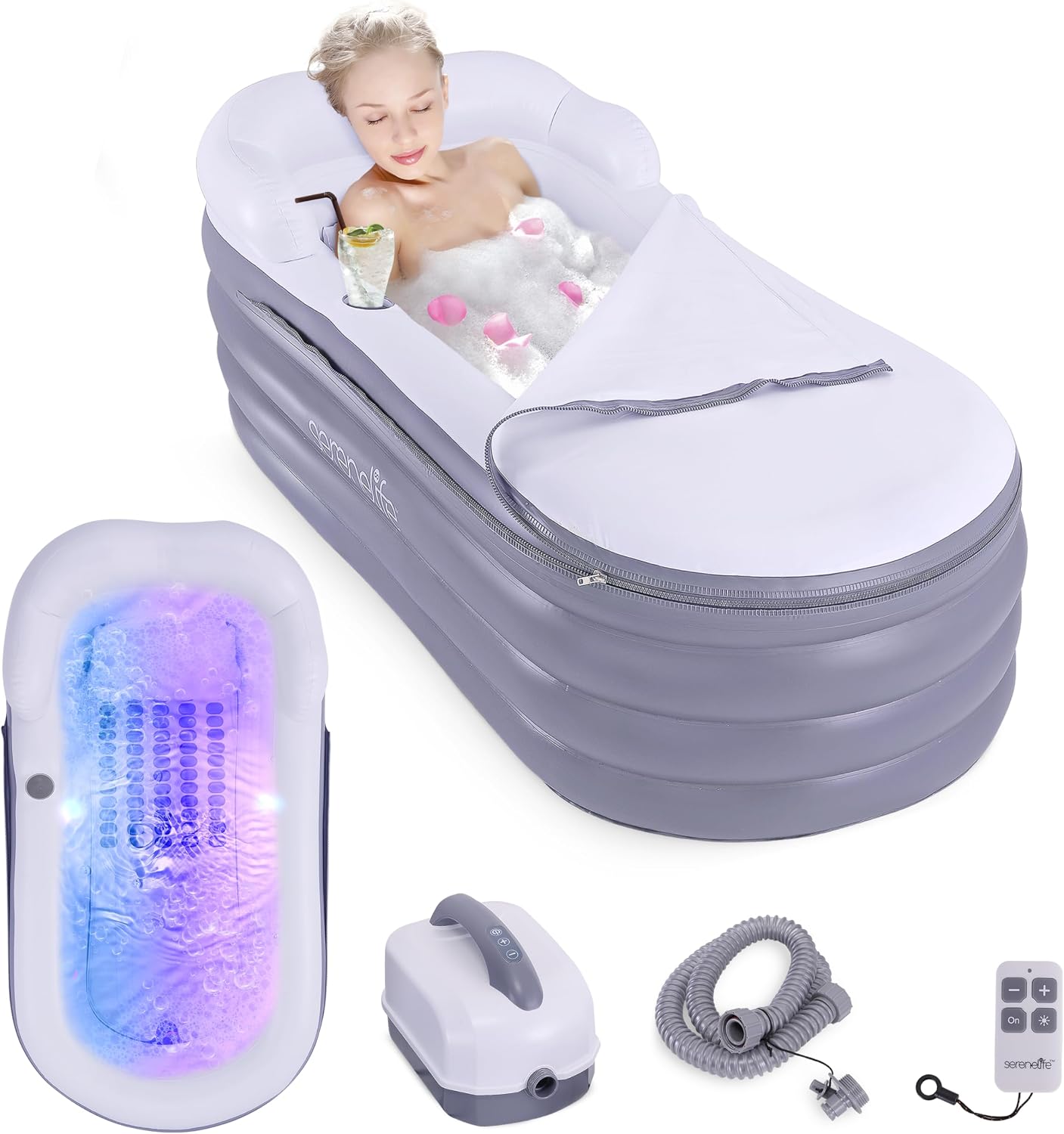 버블 마사지 매트가 있는 스파 욕조 - 베개, 컵홀더, - Bathtub Pillow Inflatable 리뷰 및 가격
