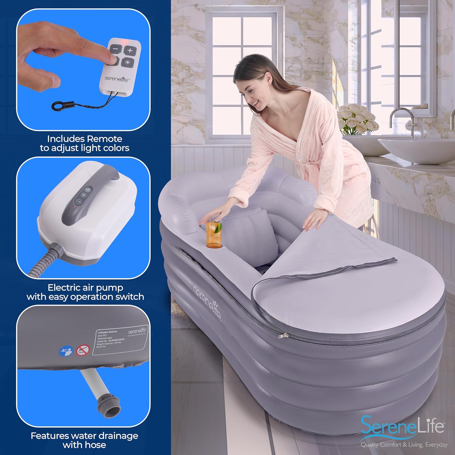 버블 마사지 매트가 있는 스파 욕조 - 베개, 컵홀더, - Bathtub Pillow Inflatable 리뷰 및 가격