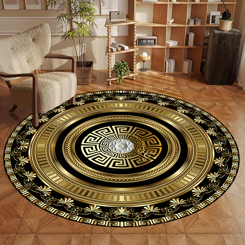 그리스 키 패턴 원형 러그 플란넬 카펫 클래식 디자인  - Home Bathroom Carpet 리뷰 및 가격